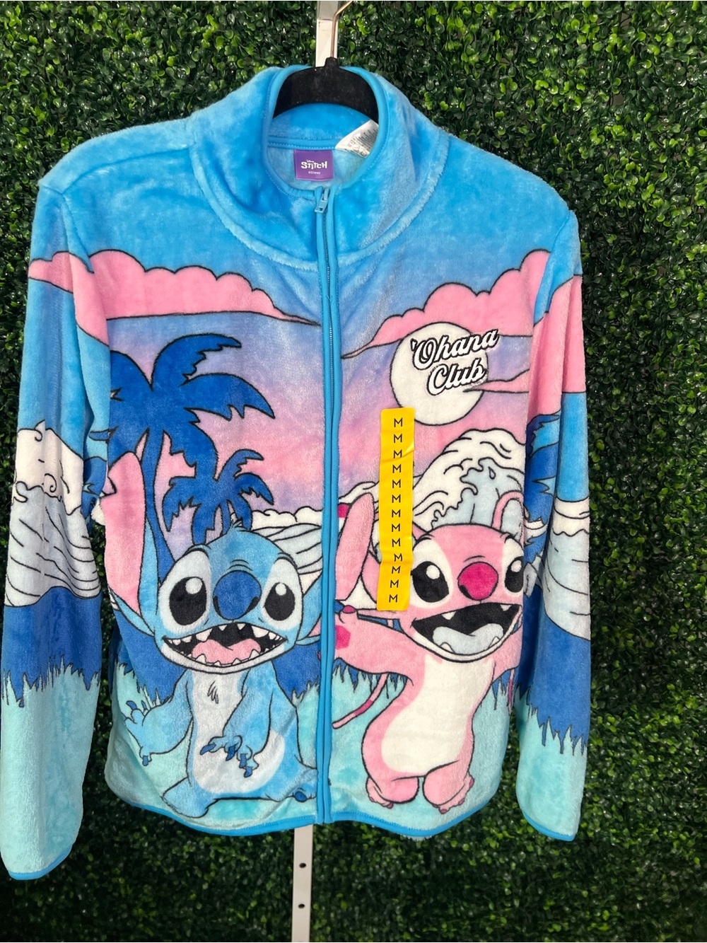 Disney Blue & Pink Stitch Ohana Club Zip-Up Bomber Jacket
